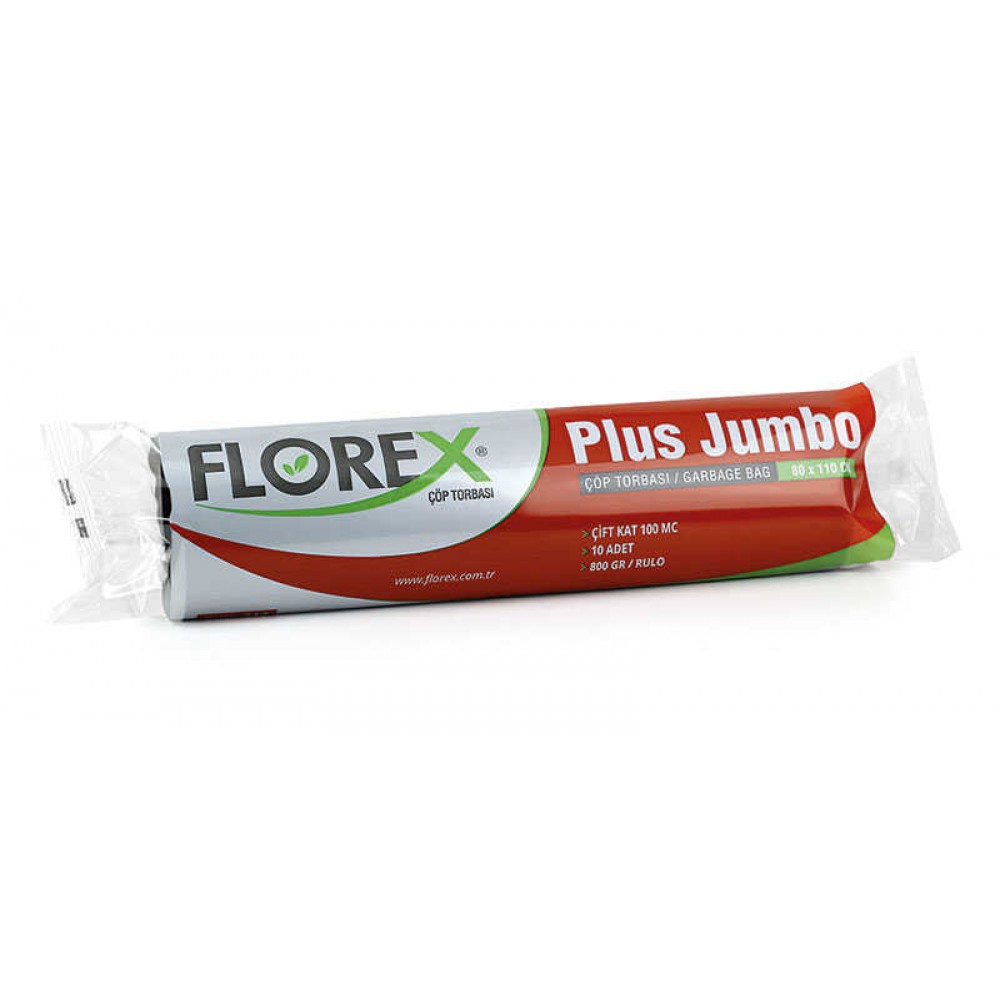 Florex Çöp Torbası Jumbo Plus 80x110 800gr Siyah 10 lu 517