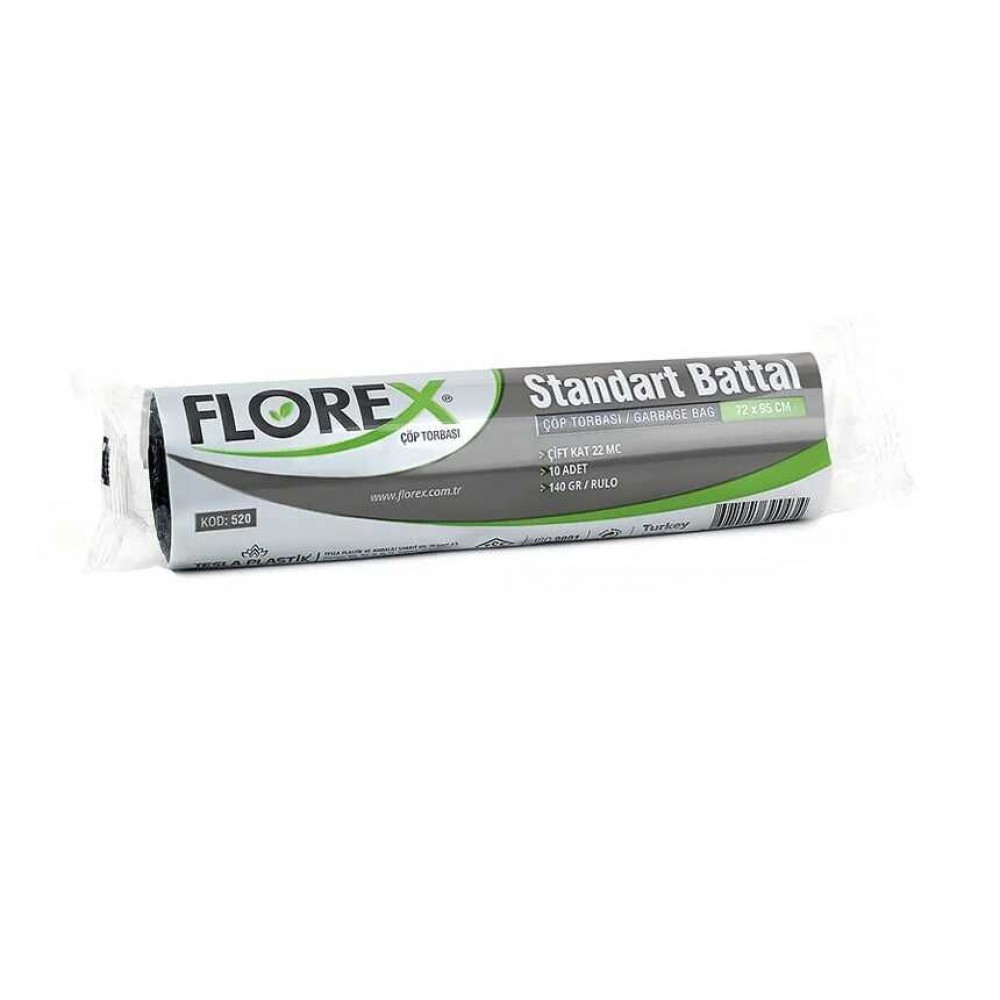 Florex Çöp Torbası Standart Battal 72x95 140gr Siyah 10 lu 520