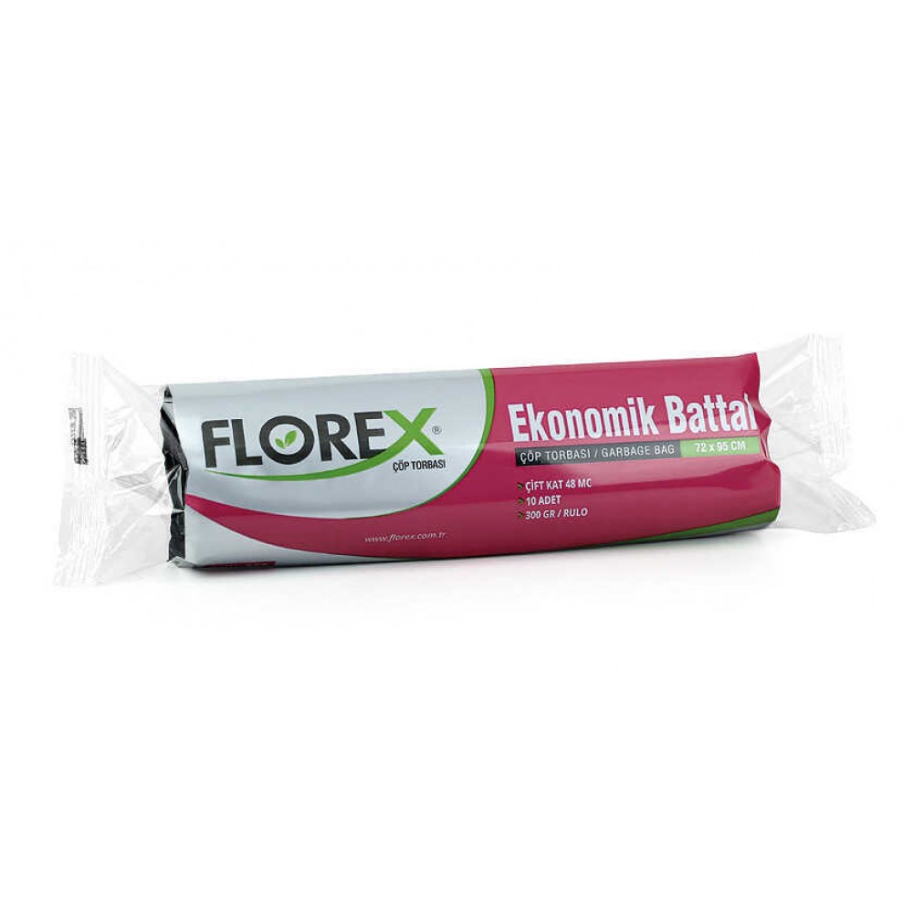 Florex Çöp Torbası Battal Ekonomik 72x95 300gr Siyah 10 lu 522