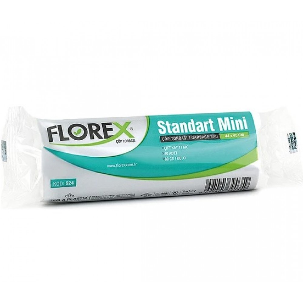 Florex Çöp Torbası Mini Standart 44x45 80gr Beyaz 40 lı 524
