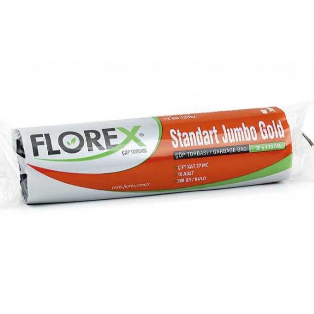 Florex Çöp Torbası Jumbo Standart Gold 80x110 300 gr Siyah 10 lu 512