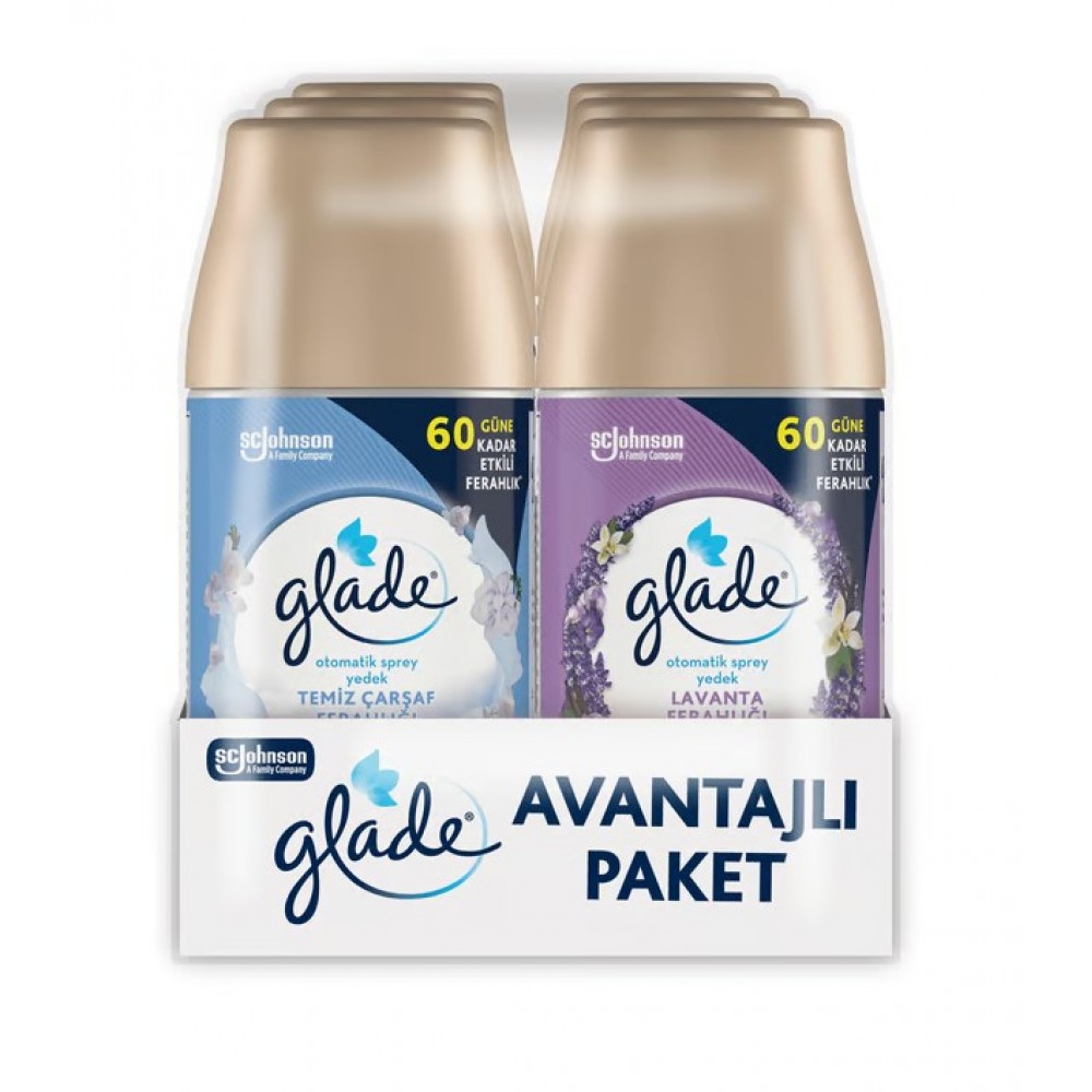 Glade Otomatik Sprey Yedek 6’lı Promo Paket Lavanta+temiz Çarşaf 8684623000184