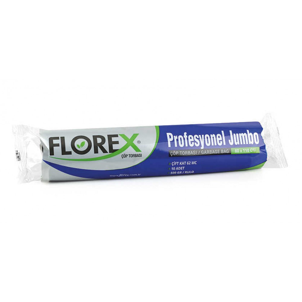 Florex Çöp Torbası Jumbo Pro 80x110 500gr Siyah 10 lu 515